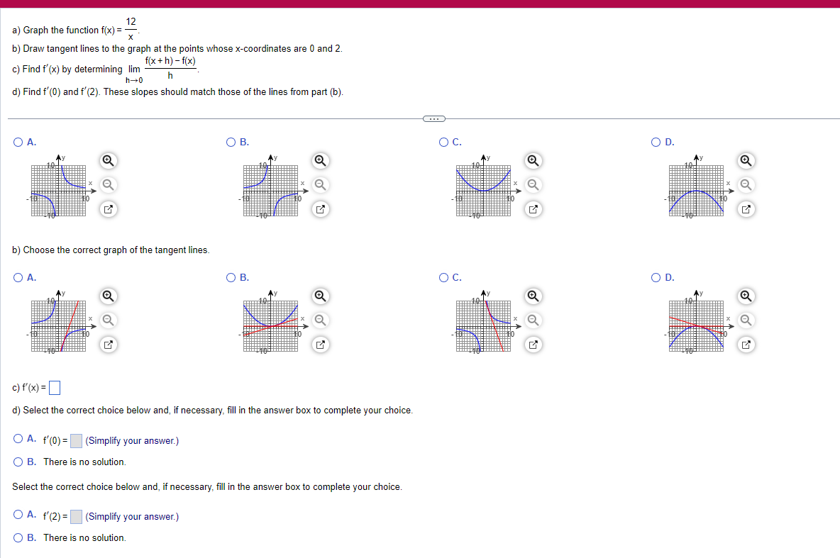 Solved A) Graph The Function F(x)=x12. B) Draw Tangent Lines | Chegg.com