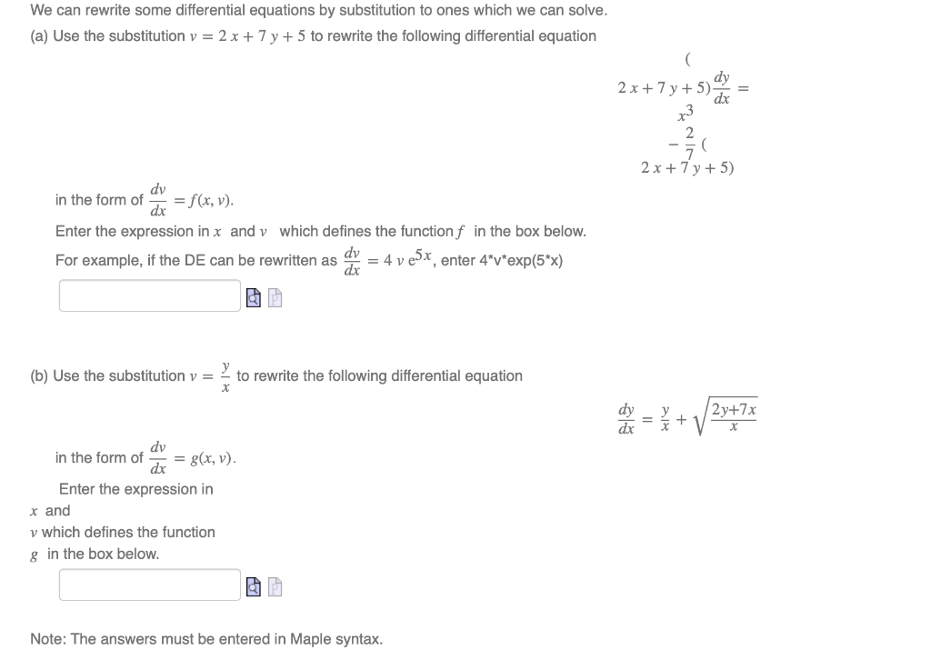 Solved We can rewrite some differential equations by | Chegg.com