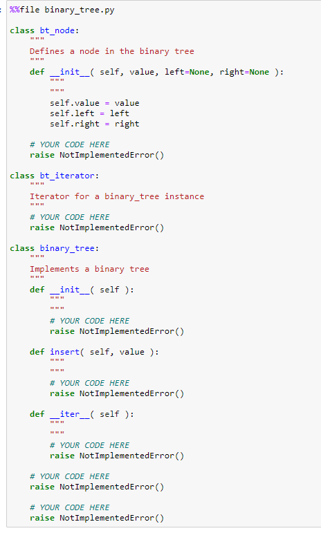 Solved In this question, you will implement a binary tree | Chegg.com