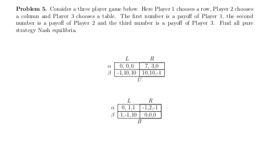 Solved Problem 5. Consider a three player game below. Here | Chegg.com