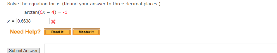 Solved Solve the equation for x. (Round your answer to three | Chegg.com