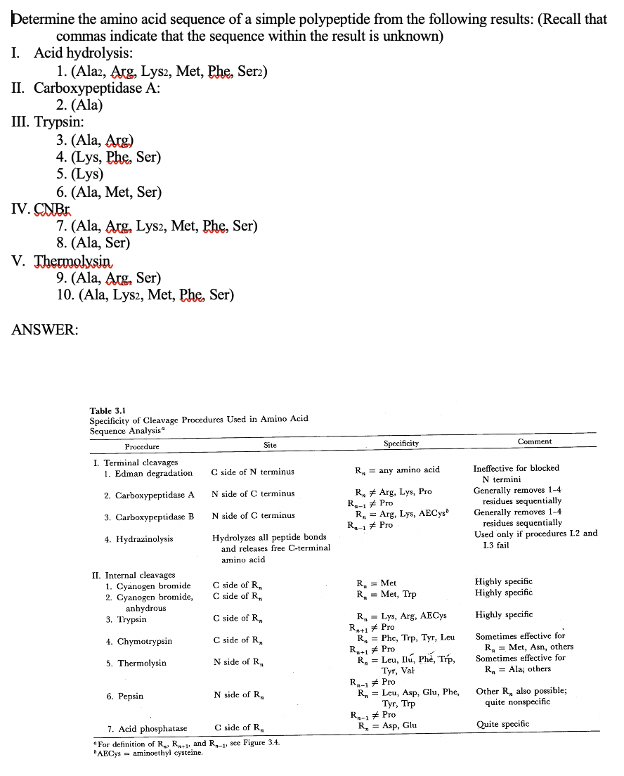 Solved Determine the amino acid sequence of a simple | Chegg.com