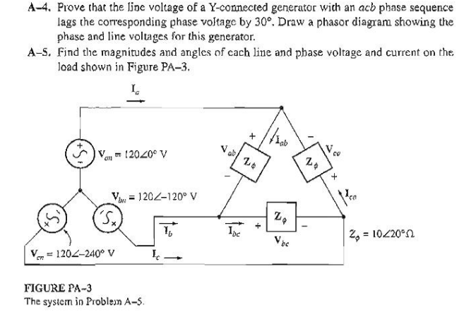 Solved A-4 Prove that the line voltage of a Y-connected | Chegg.com