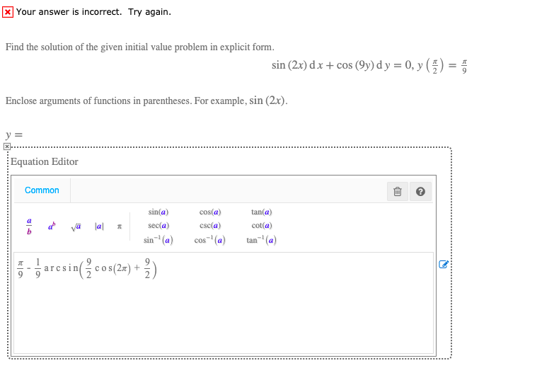 Solved Your answer is incorrect. Try again. Find the | Chegg.com