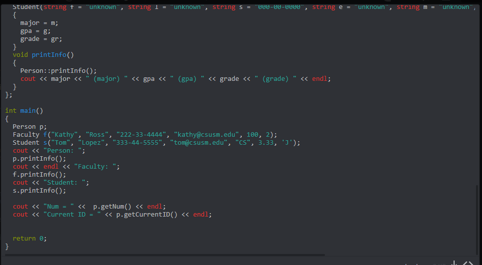 C++ PLEASE Lab on virtual functions | Chegg.com