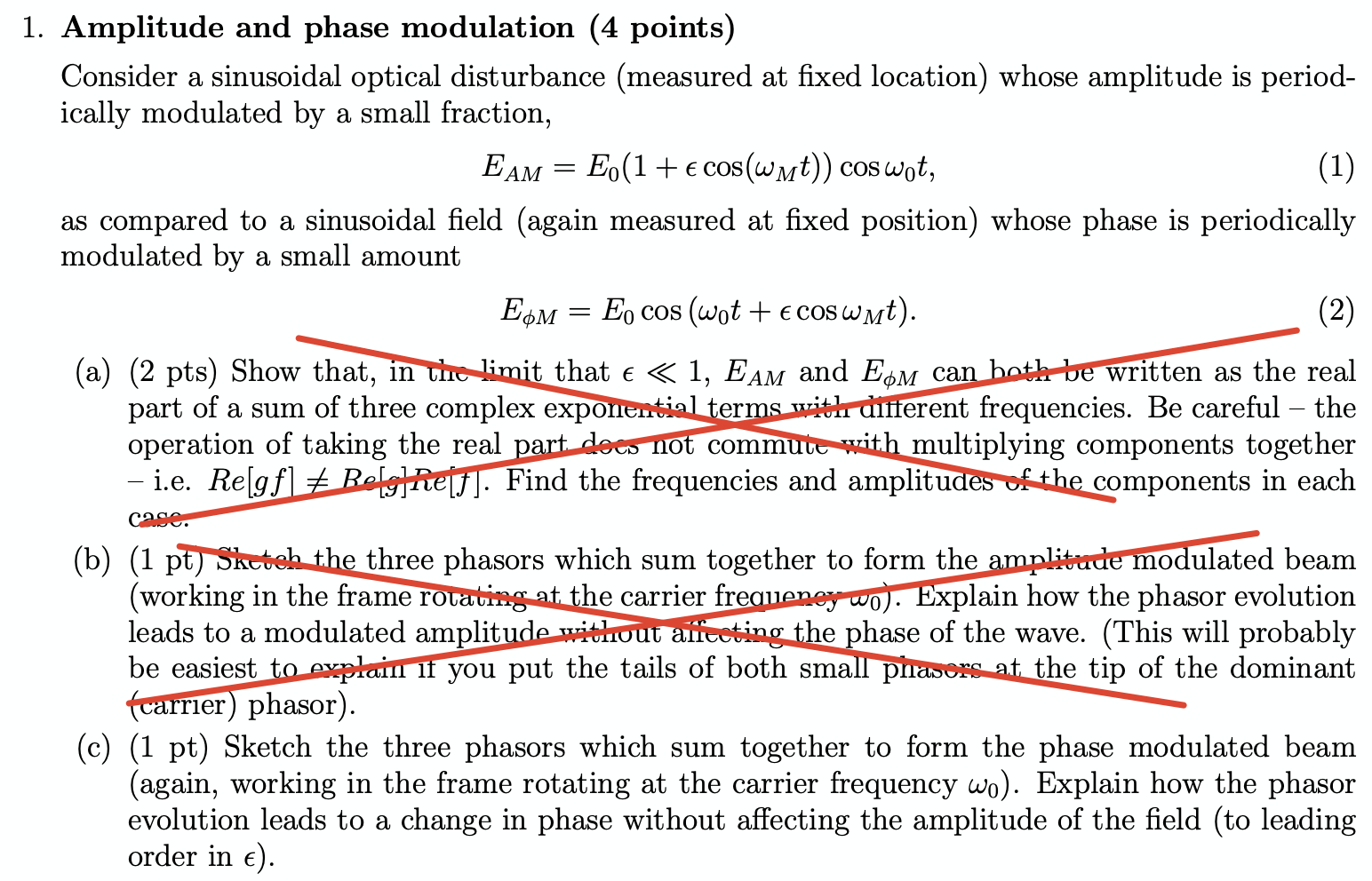 (1) (2) 1. Amplitude and phase modulation (4 points) | Chegg.com