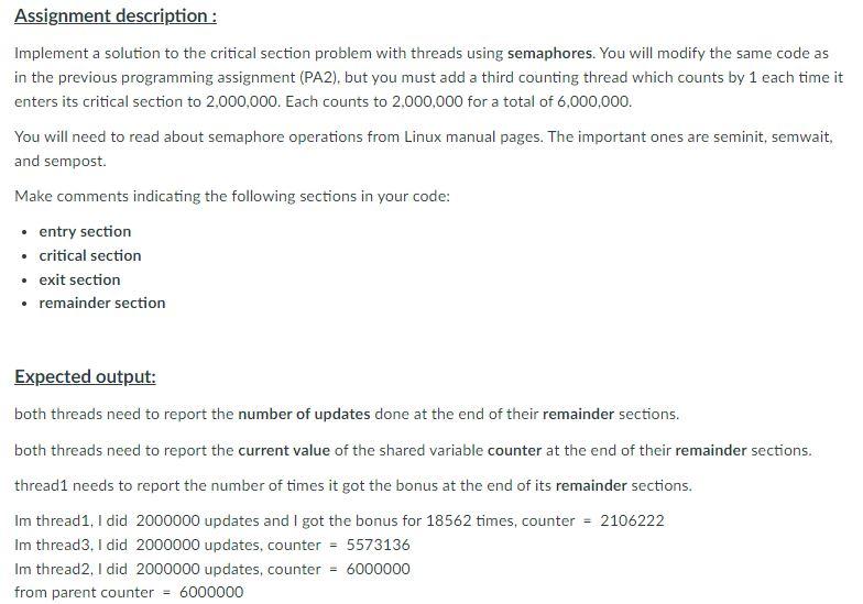 Solved Assignment description: Implement a solution to the | Chegg.com