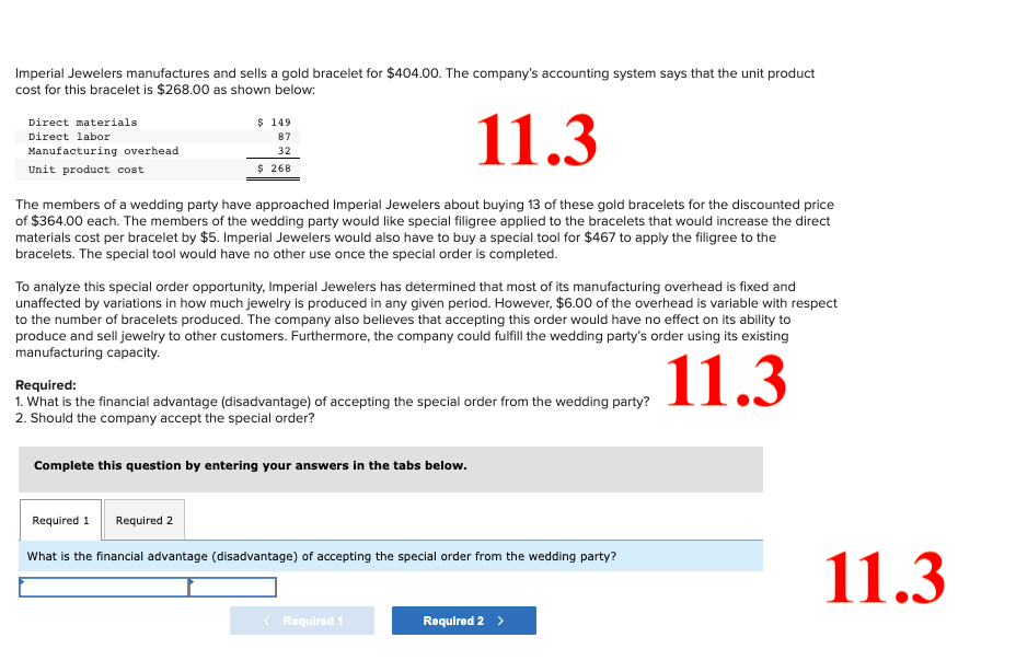 Solved Imperial Jewelers manufactures and sells a gold