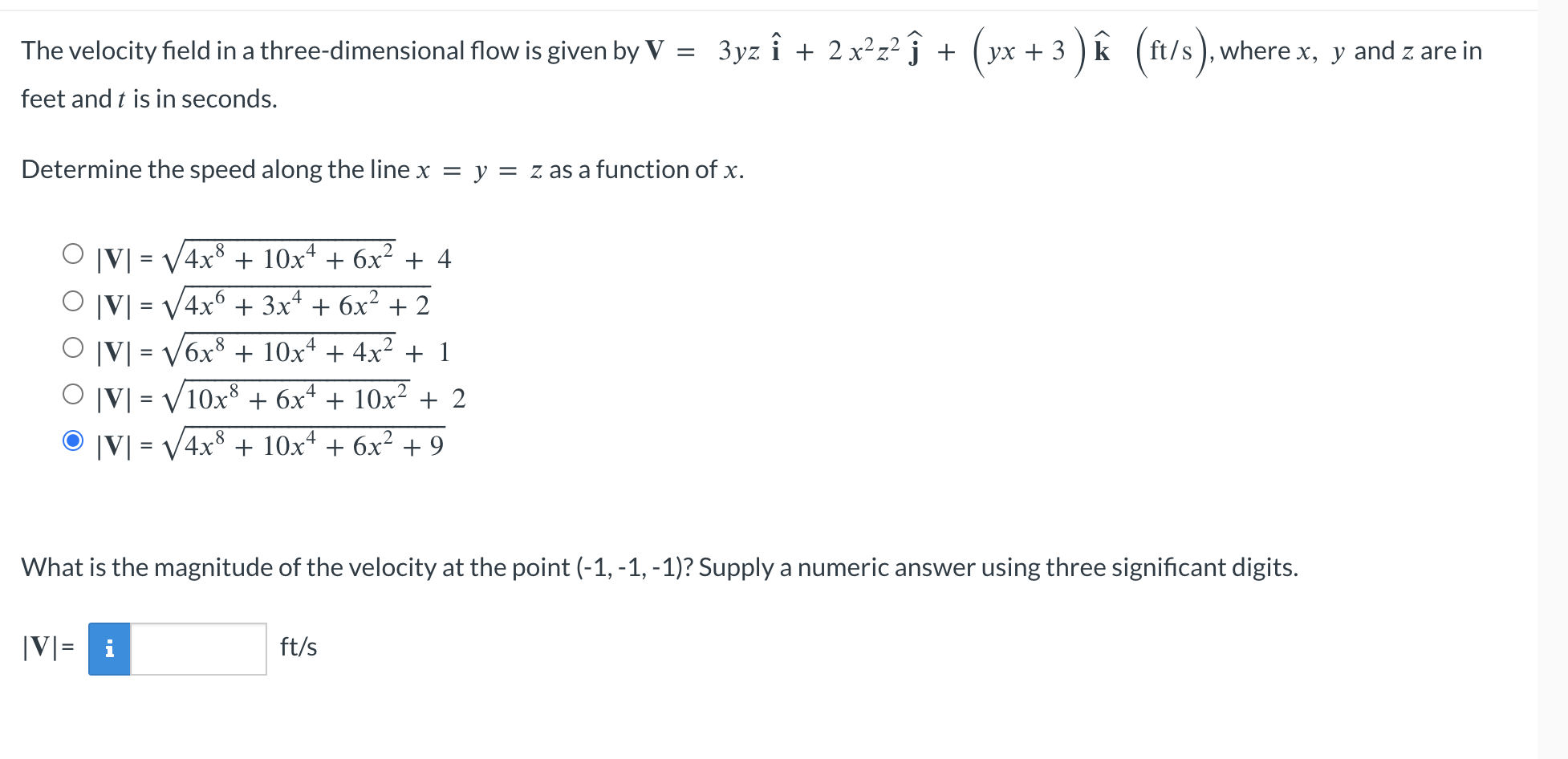 Solved The velocity field in a three-dimensional flow is | Chegg.com