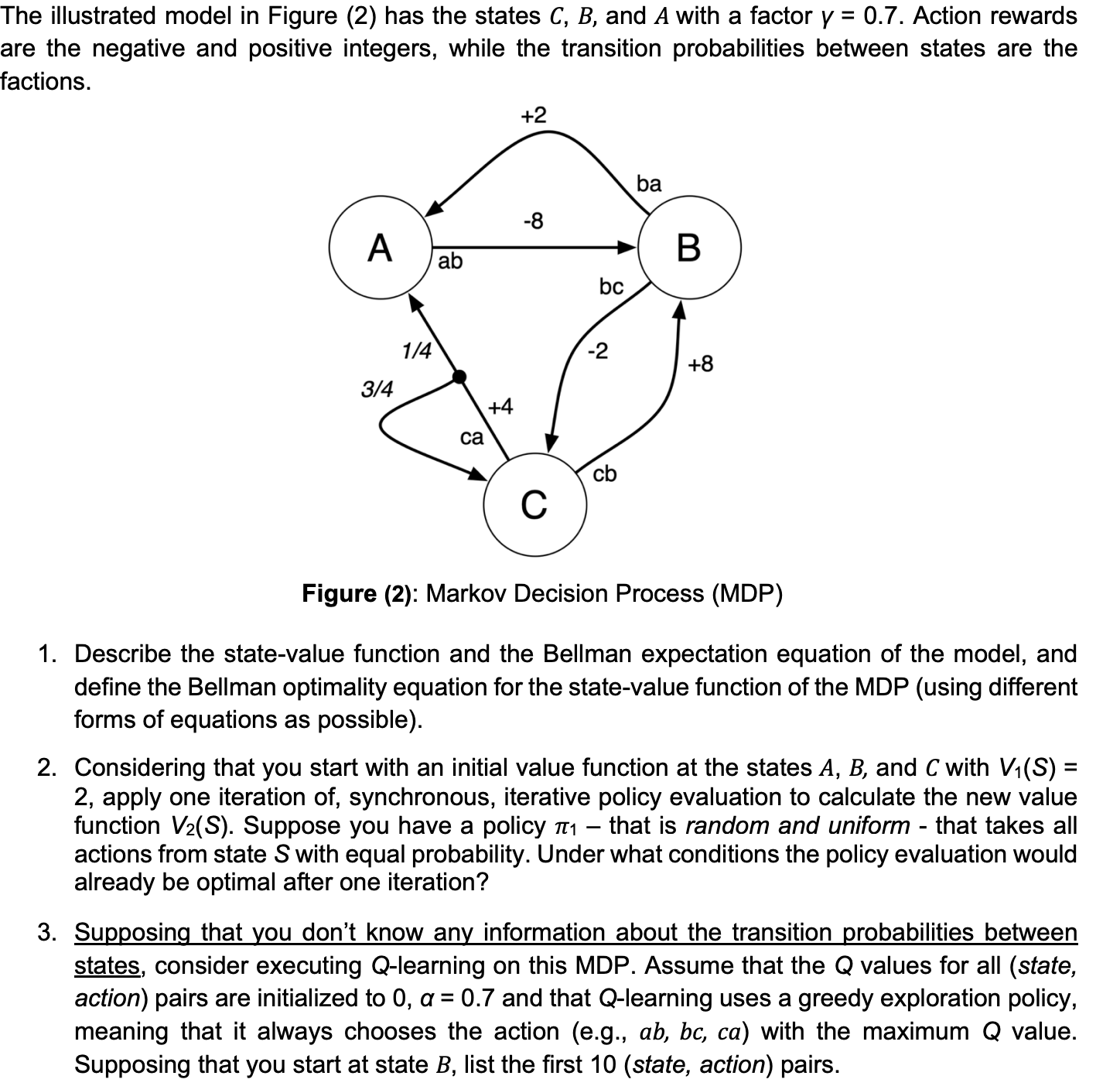 Solved The illustrated model in Figure (2) ﻿has the states | Chegg.com