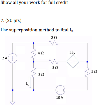 Solved Show all your work for full credit 7. (20 pts) Use | Chegg.com