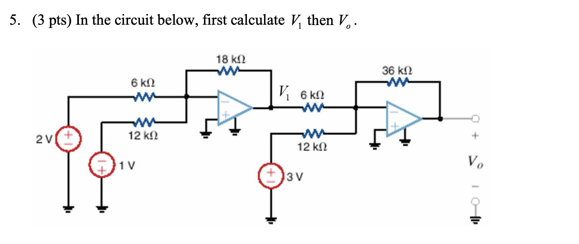 Solved 5. (3 pts) In the circuit below, first calculate V, | Chegg.com