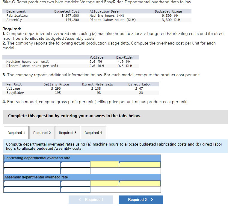 Solved BikeORama produces two bike models Voltage and