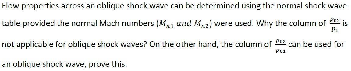 Solved Flow properties across an oblique shock wave can be | Chegg.com