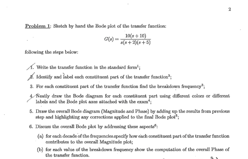 Solved Problem I: Sketch by hand the Bode plot of the | Chegg.com