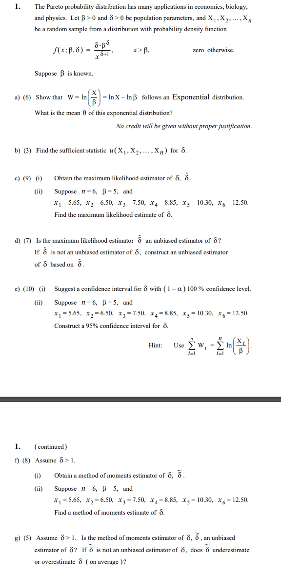 The Pareto Probability Distribution Has Many Appli Chegg Com