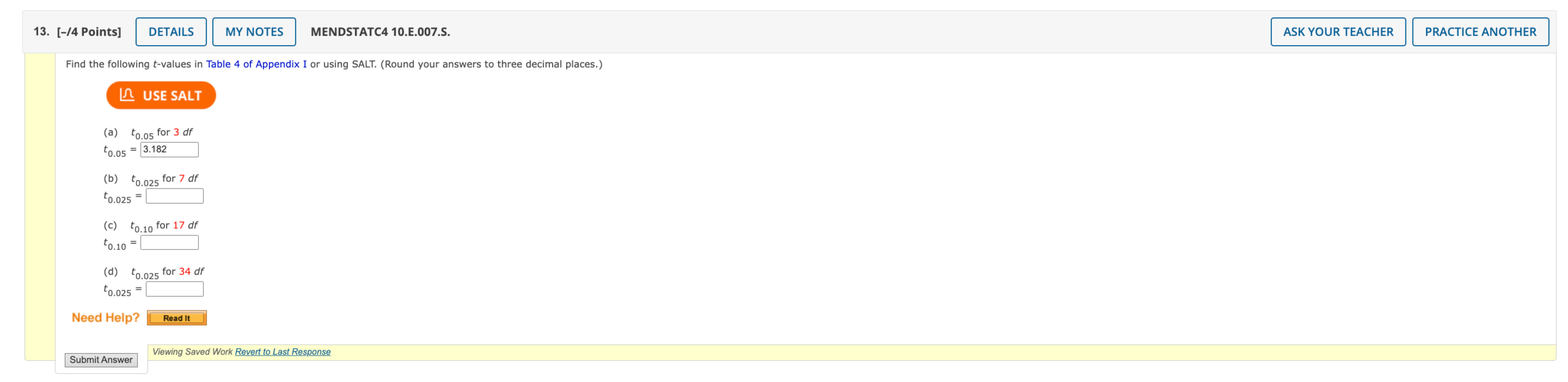 Solved [-/4 ﻿Points]MENDSTATC4 10.E.007.SFind the following | Chegg.com