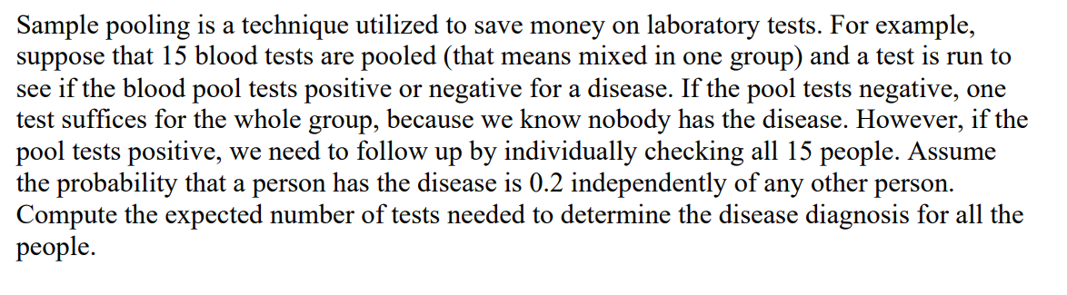 Solved Sample pooling is a technique utilized to save money | Chegg.com