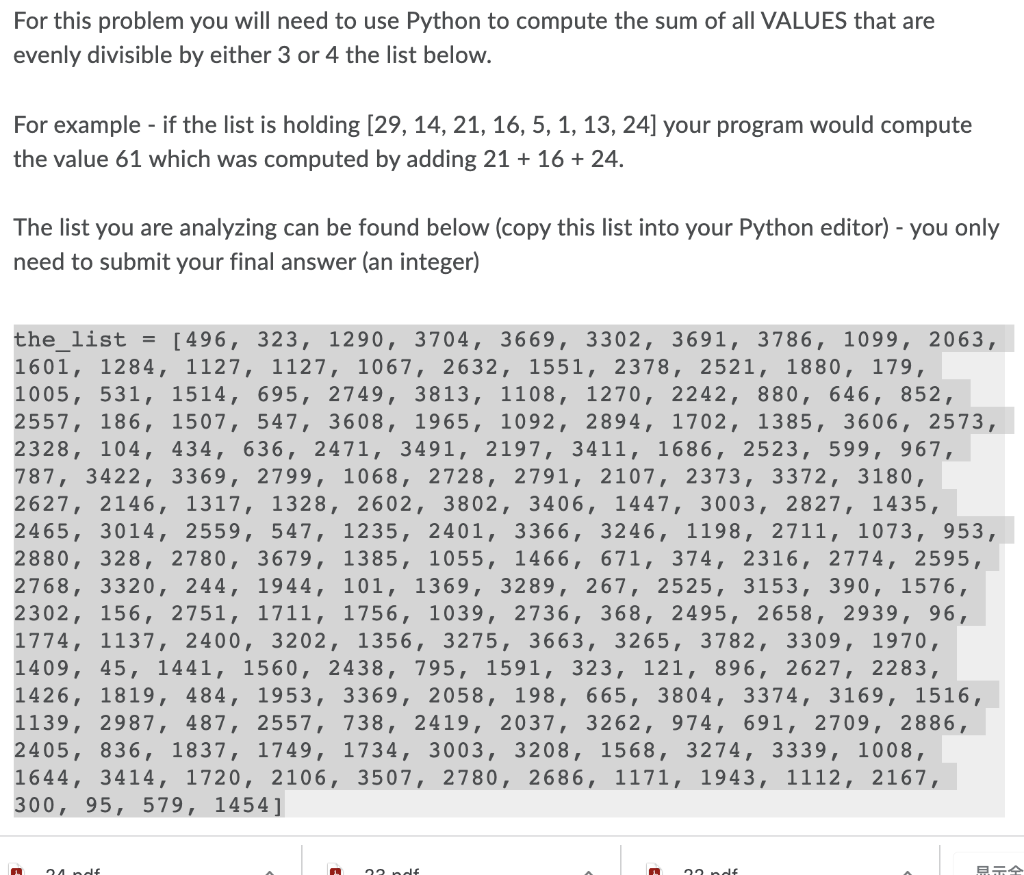 Solved For this problem you will need to use Python to | Chegg.com