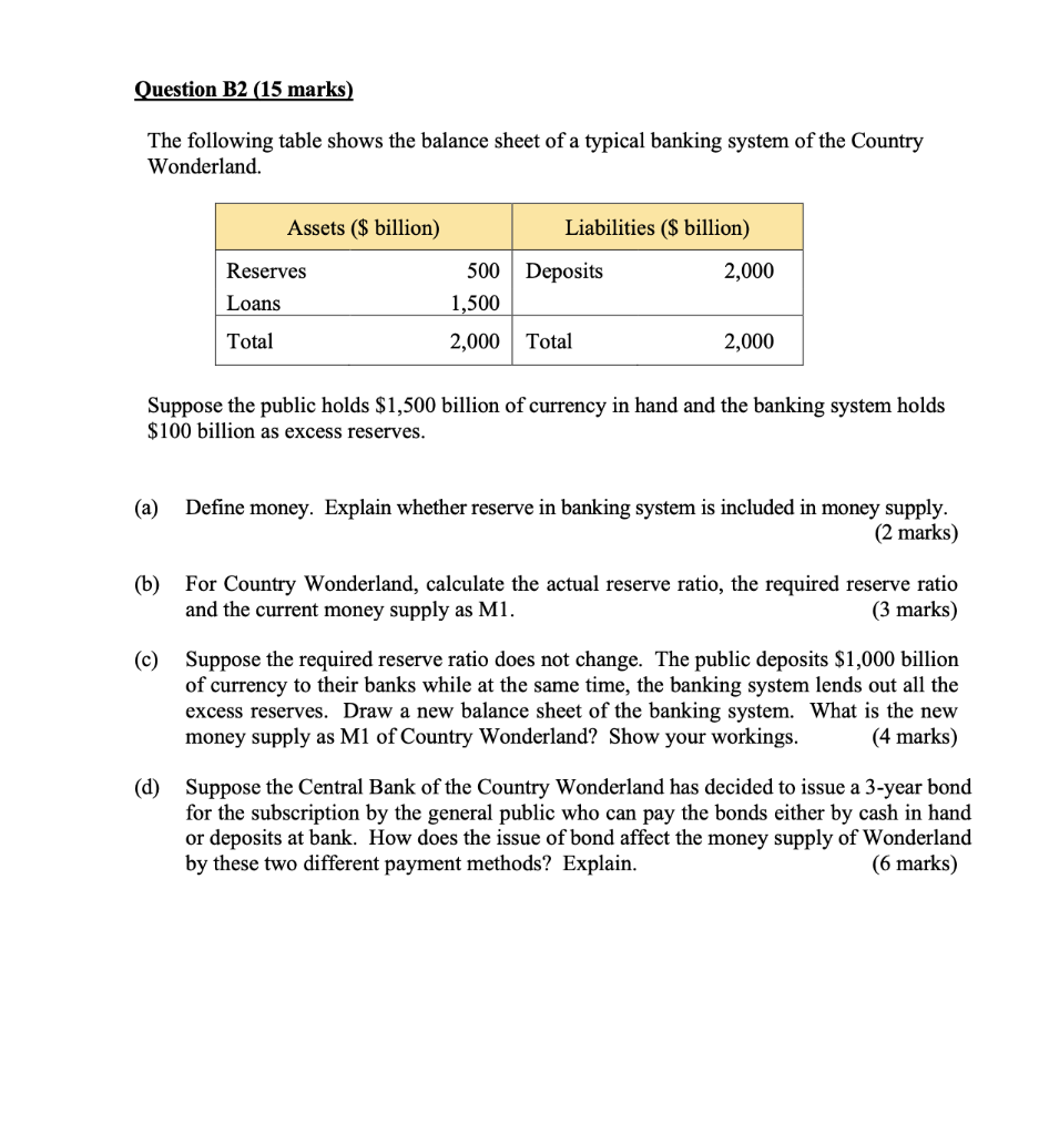 Solved Question B2 (15 marks) The following table shows the | Chegg.com