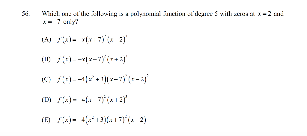Solved Which one of the following is a polynomial function | Chegg.com