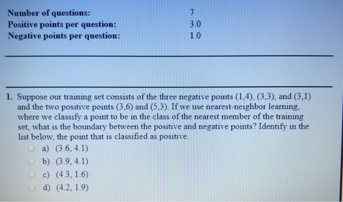 Solved Number of questions: Positive points per question: | Chegg.com