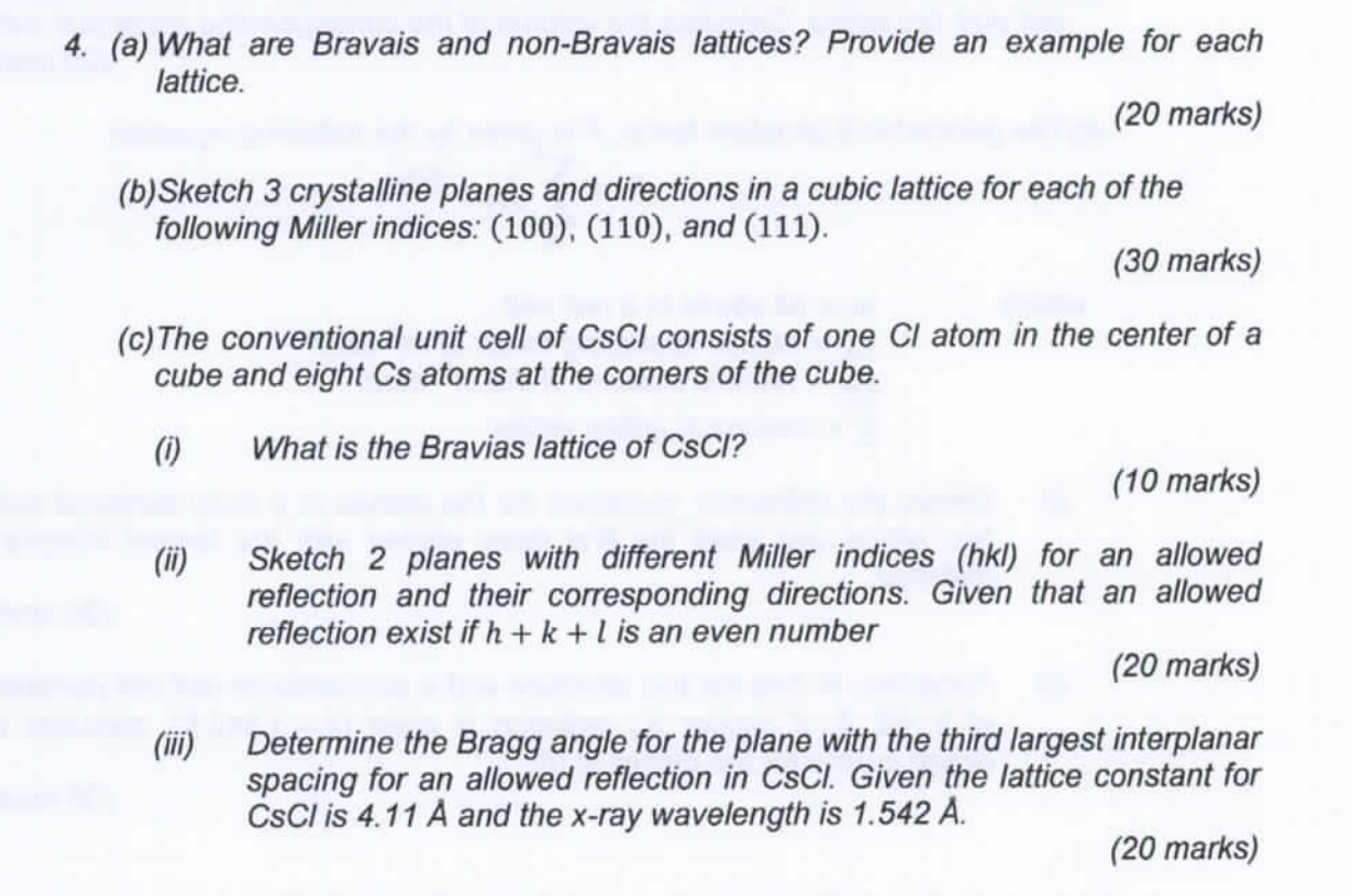 Solved 4. (a) What are Bravais and non-Bravais lattices? | Chegg.com