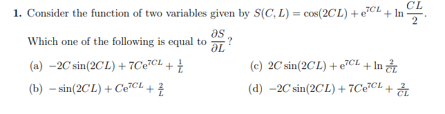 Solved CL 2 1. Consider the function of two variables given | Chegg.com