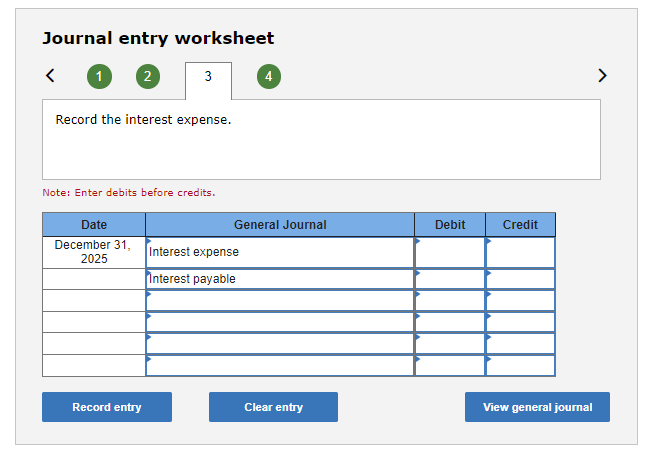 Solved Journal entry worksheet Record the interest expense. | Chegg.com