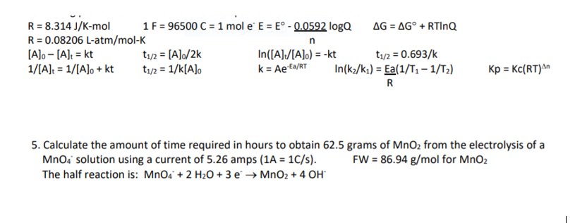 Solved R 8 314 J K Mol 1 F C 1 Mol E E E Chegg Com