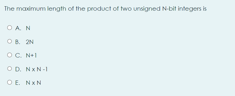 Solved The maximum length of the product of two unsigned | Chegg.com