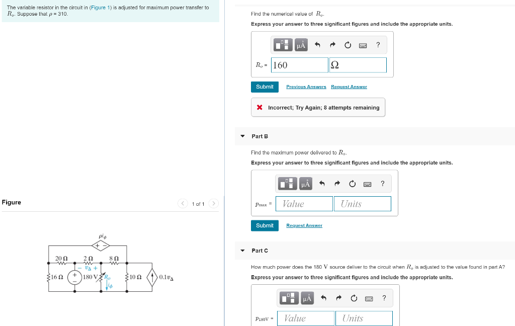 Variable Power Questions Solved The variable resistor in the circuit in (Figure 1) is | Chegg.com