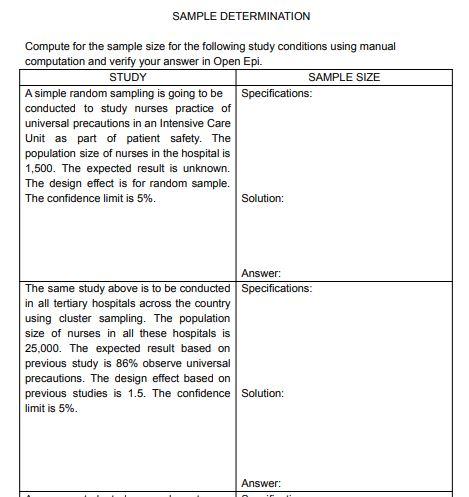 Solved Sample Determination Compute For The Sample Size For Chegg Com