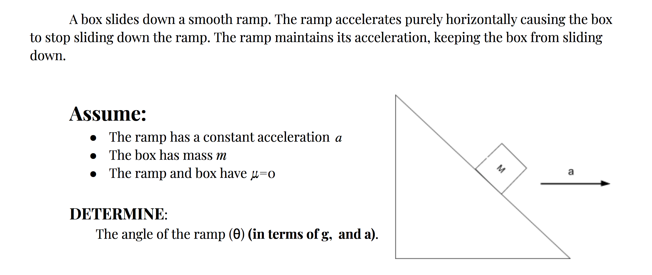 Solved A box slides down a smooth ramp. The ramp accelerates | Chegg.com
