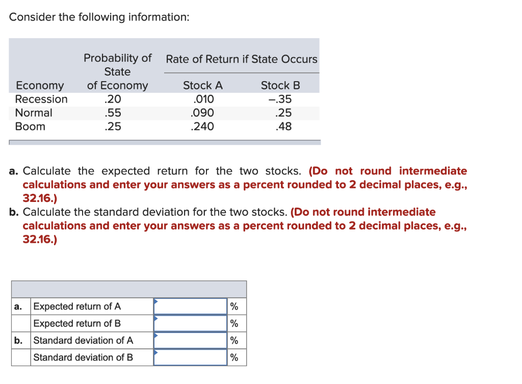 Solved Consider the following information: Probability of | Chegg.com