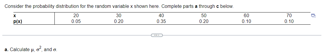 Solved a. Calculate μ,σ2, and σ. | Chegg.com