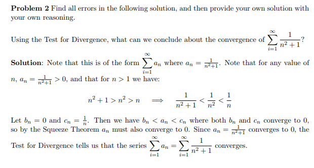 Solved Problem 2 Find all errors in the following solution, | Chegg.com