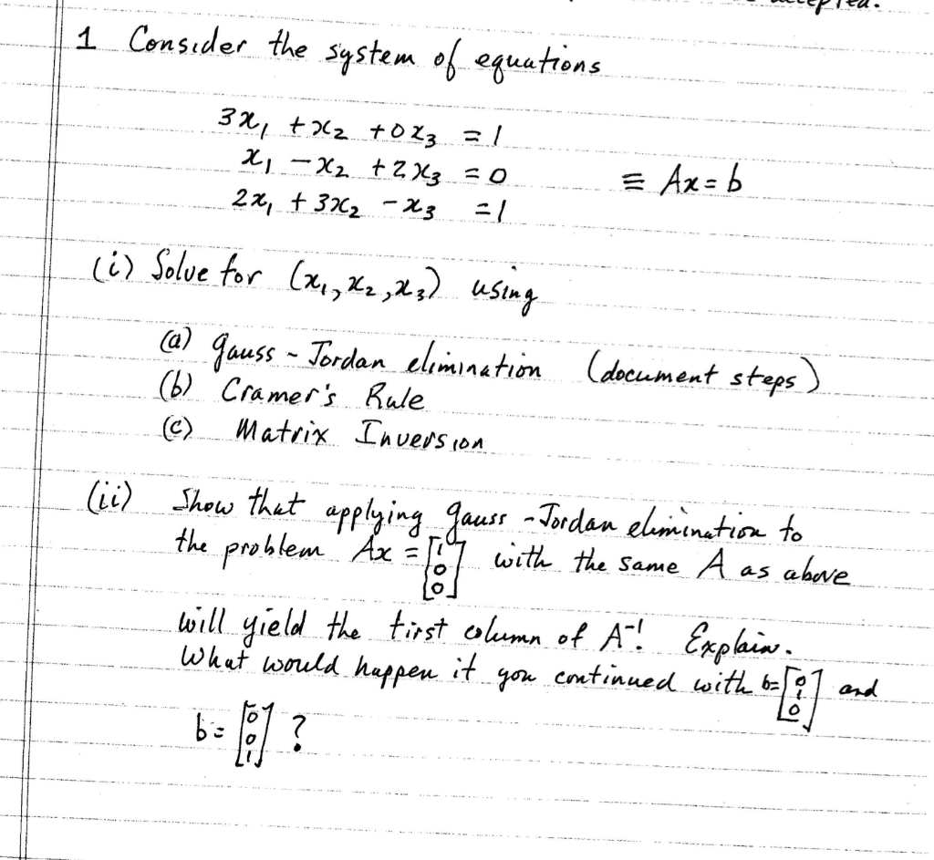 Solved 1 Consider the system of equations | Chegg.com