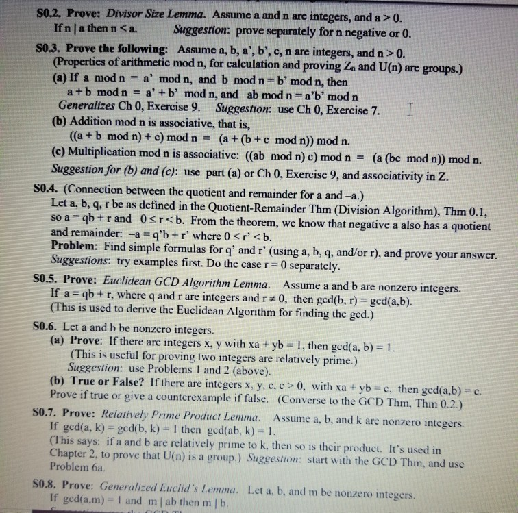 Solved SO.2. Prove: Divisor Size Lemma. Assume A And N Are | Chegg.com