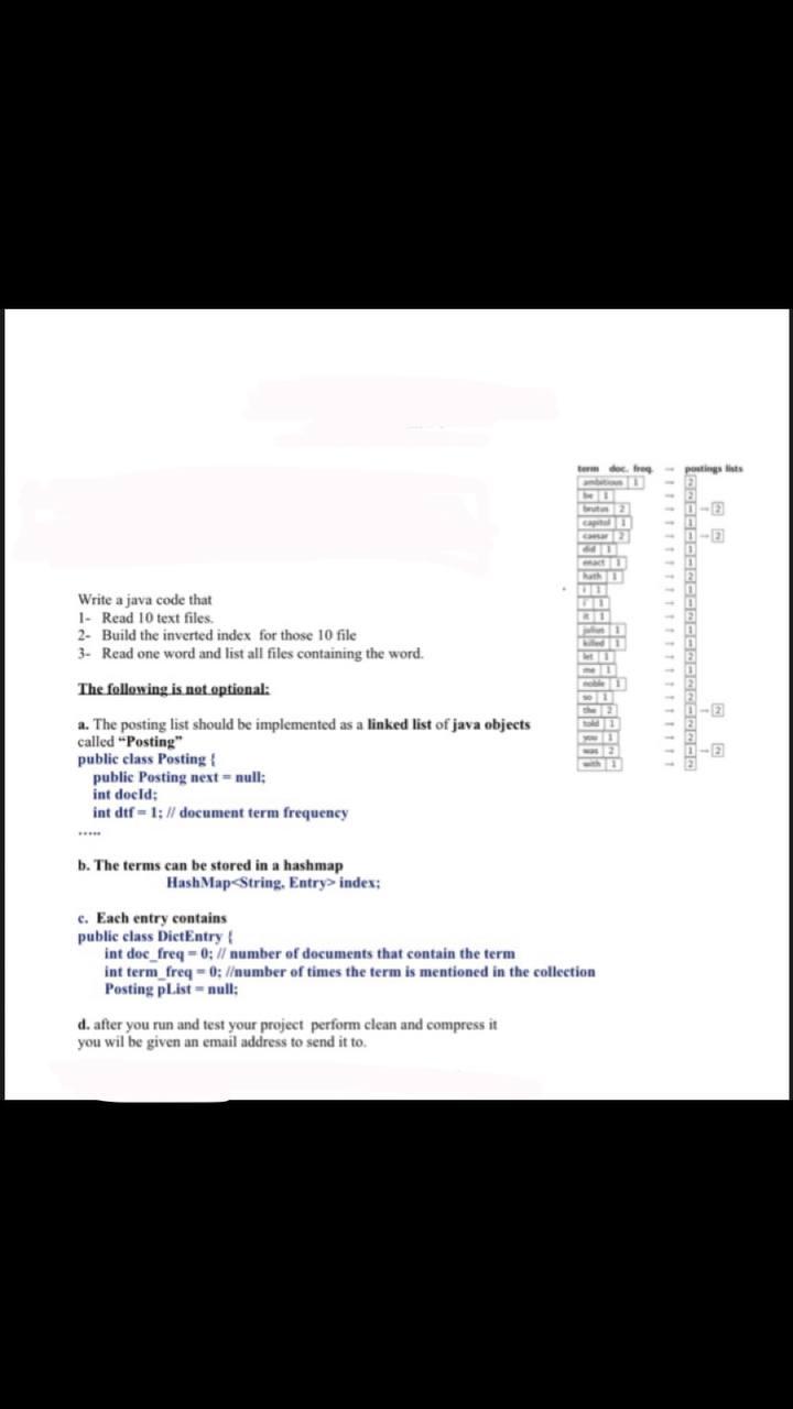 Solved Write a java code that I- Read 10 text files. 2- | Chegg.com