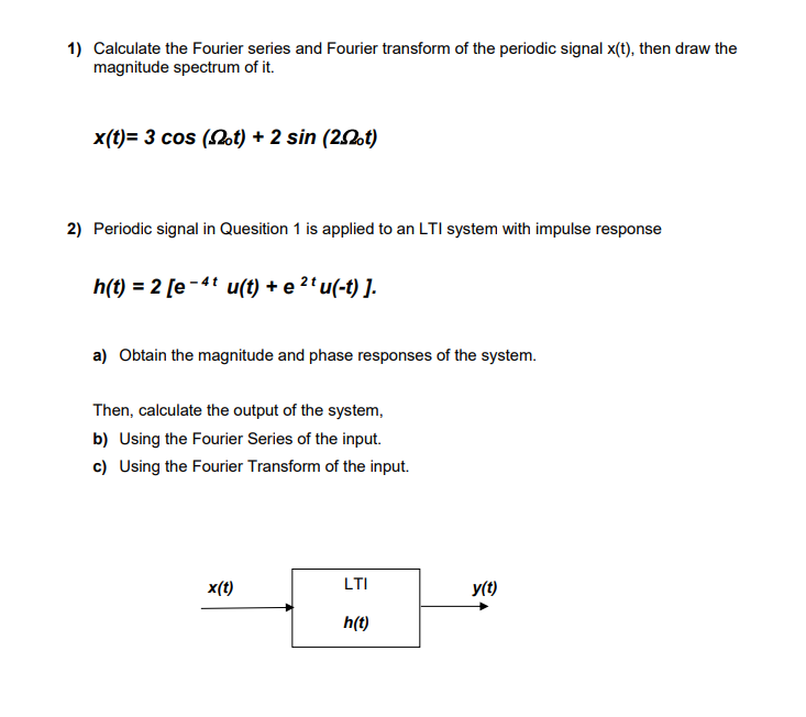 Solved 1) Calculate the Fourier series and Fourier transform | Chegg.com