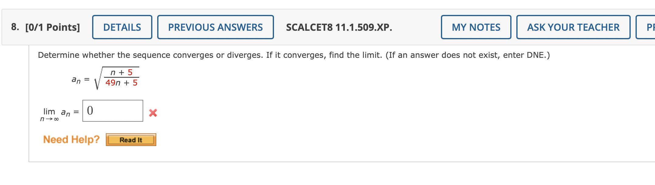 Solved 8. [O/1 Points] DETAILS PREVIOUS ANSWERS SCALCET8 | Chegg.com