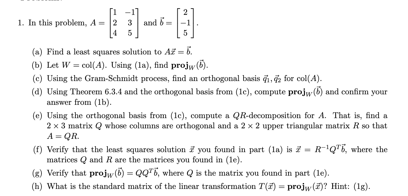 Solved [1 1. In this problem, A = 12 14 -17 3 5 [ 2 and 5 = | Chegg.com