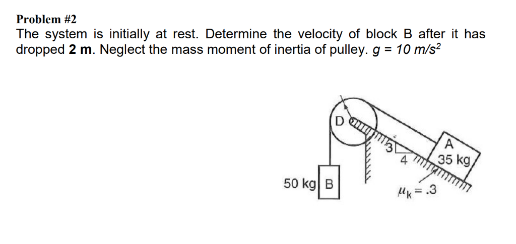 Solved Problem #2 The system is initially at rest. Determine | Chegg.com