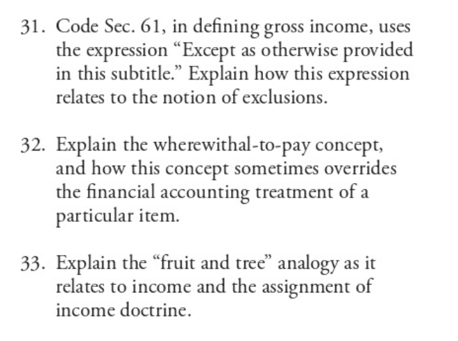 Solved 31. Code Sec. 61, in defining gross income, uses the | Chegg.com