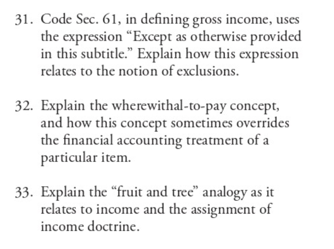 Solved 31. Code Sec. 61, In Defining Gross Income, Uses The | Chegg.com