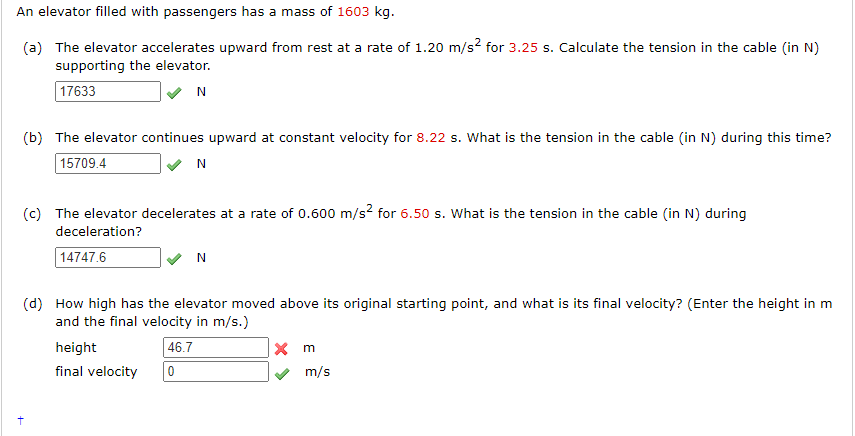 Solved An Elevator Filled With Passengers Has A Mass Of 1603 | Chegg.com