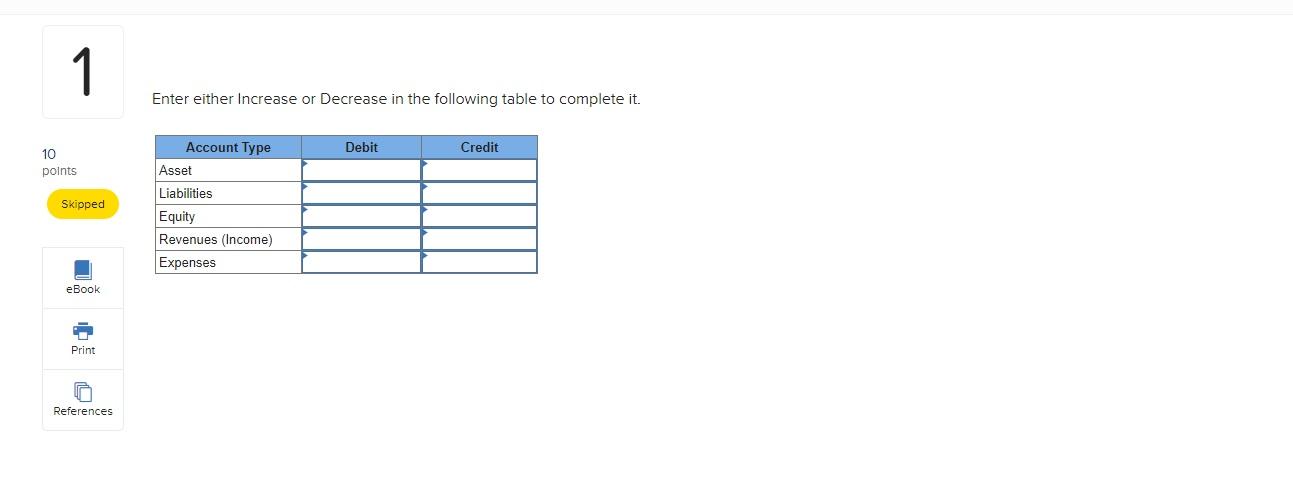 Solved Enter either Increase or Decrease in the following | Chegg.com