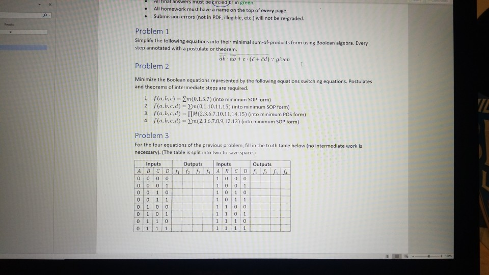 Solved • • All Final Answers Must Be Circled Br In Green, | Chegg.com