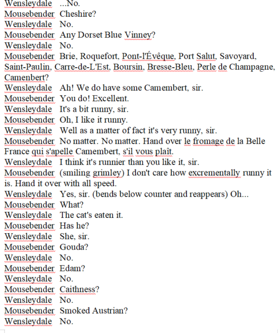 Solved Question 1d (4 marks) Using the Cheese Shop script | Chegg.com